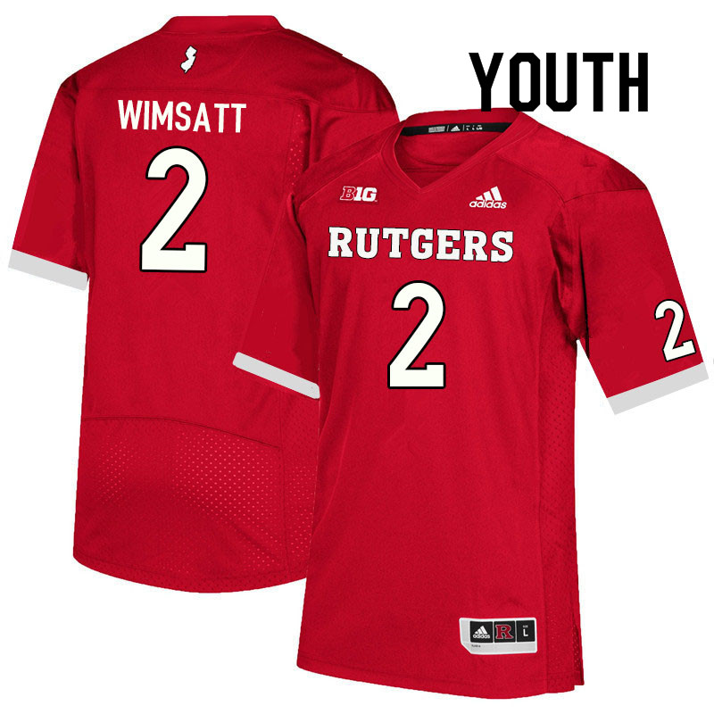 Youth #2 Gavin Wimsatt Rutgers Scarlet Knights College Football Jerseys Sale-Scarlet